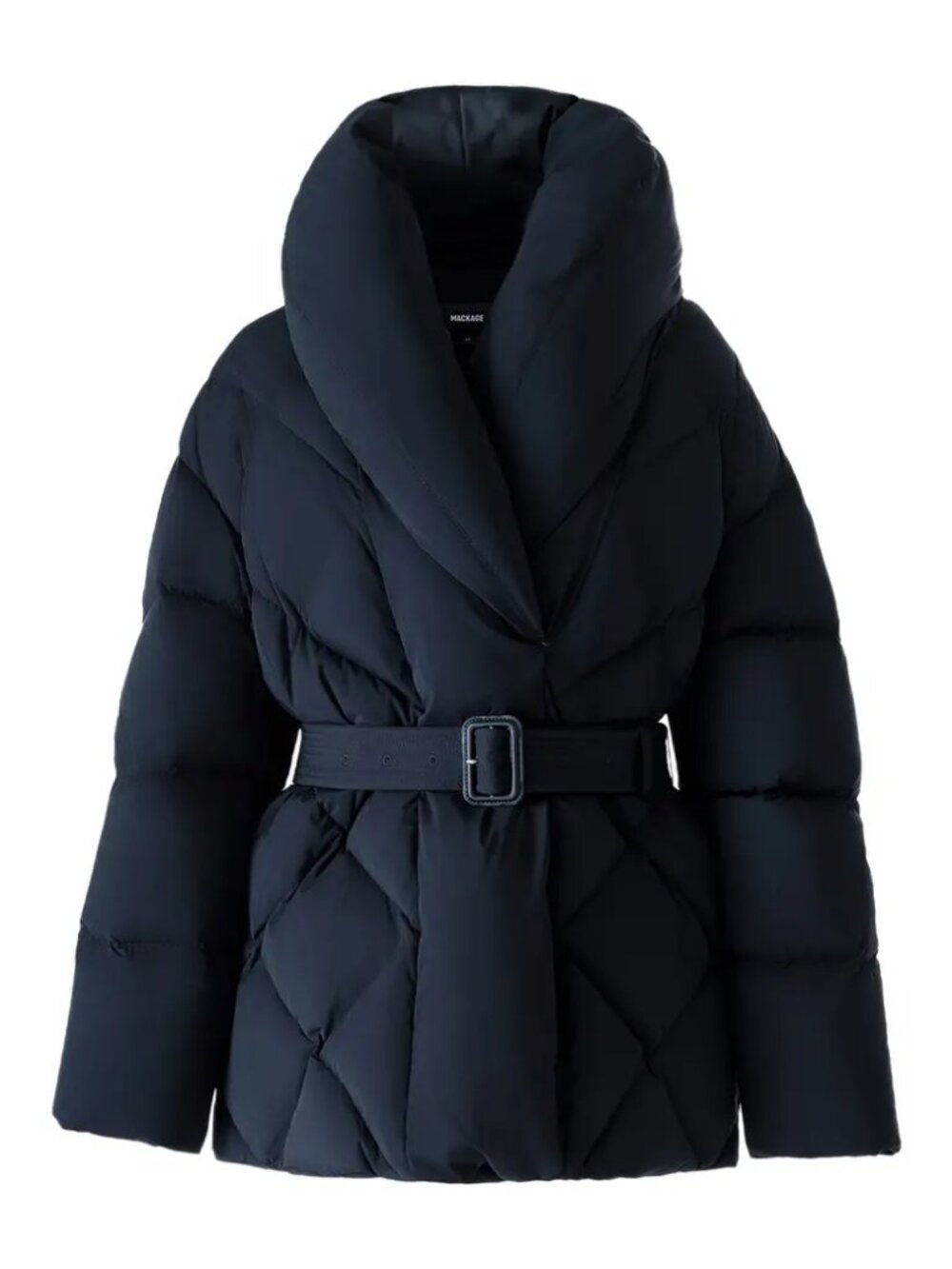 Mackage Olive Belted Quilted Down Jacket – Women's Medium – Black